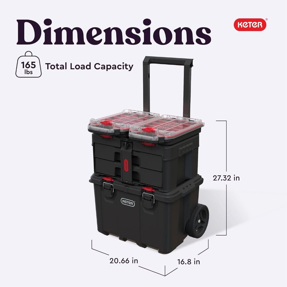 Stack N’ Roll 4-Piece Rolling Tool Storage System – Includes Large Rolling Tool - Picture 2 of 10